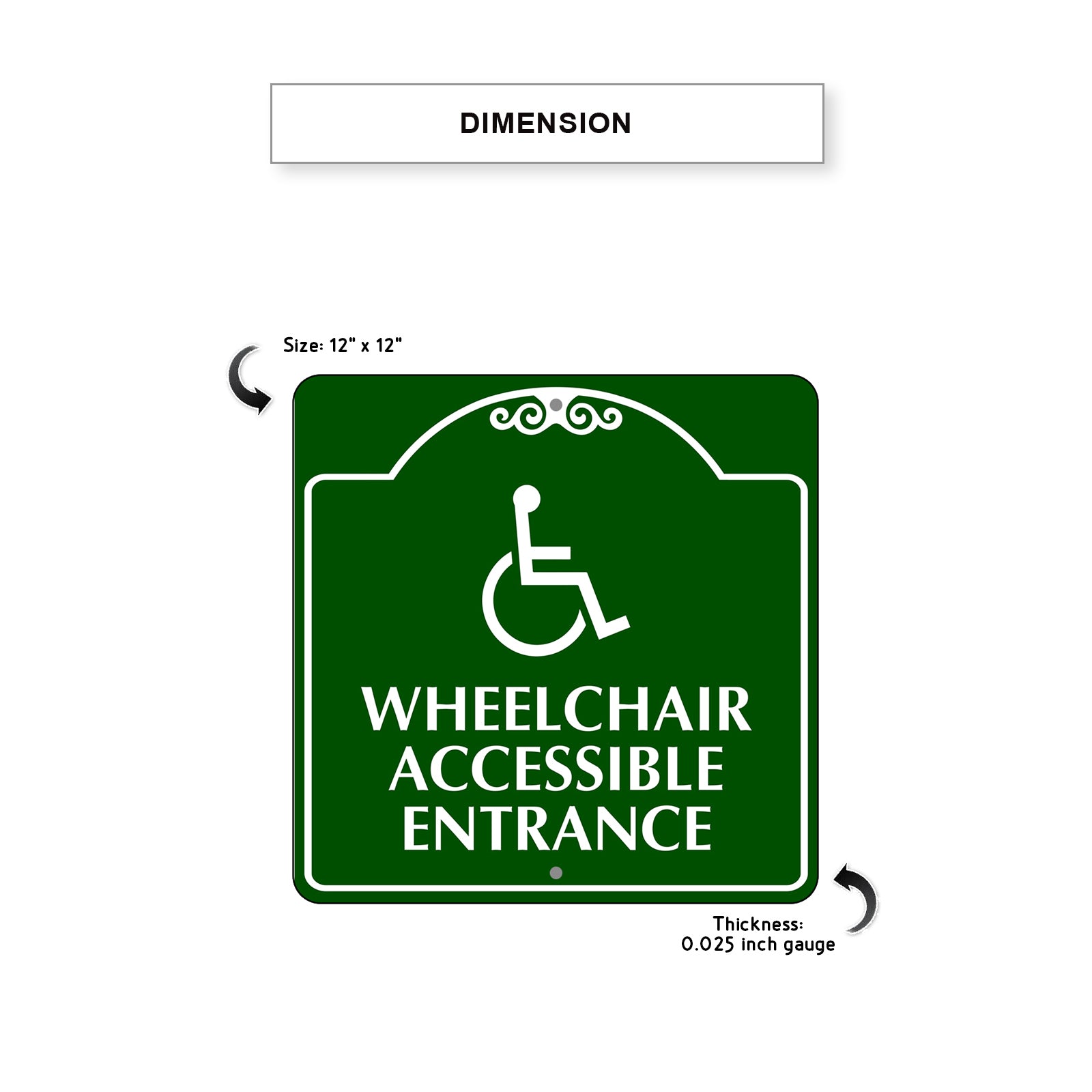 Wheelchair Accessible Entrance Square Metal Aluminum Sign 