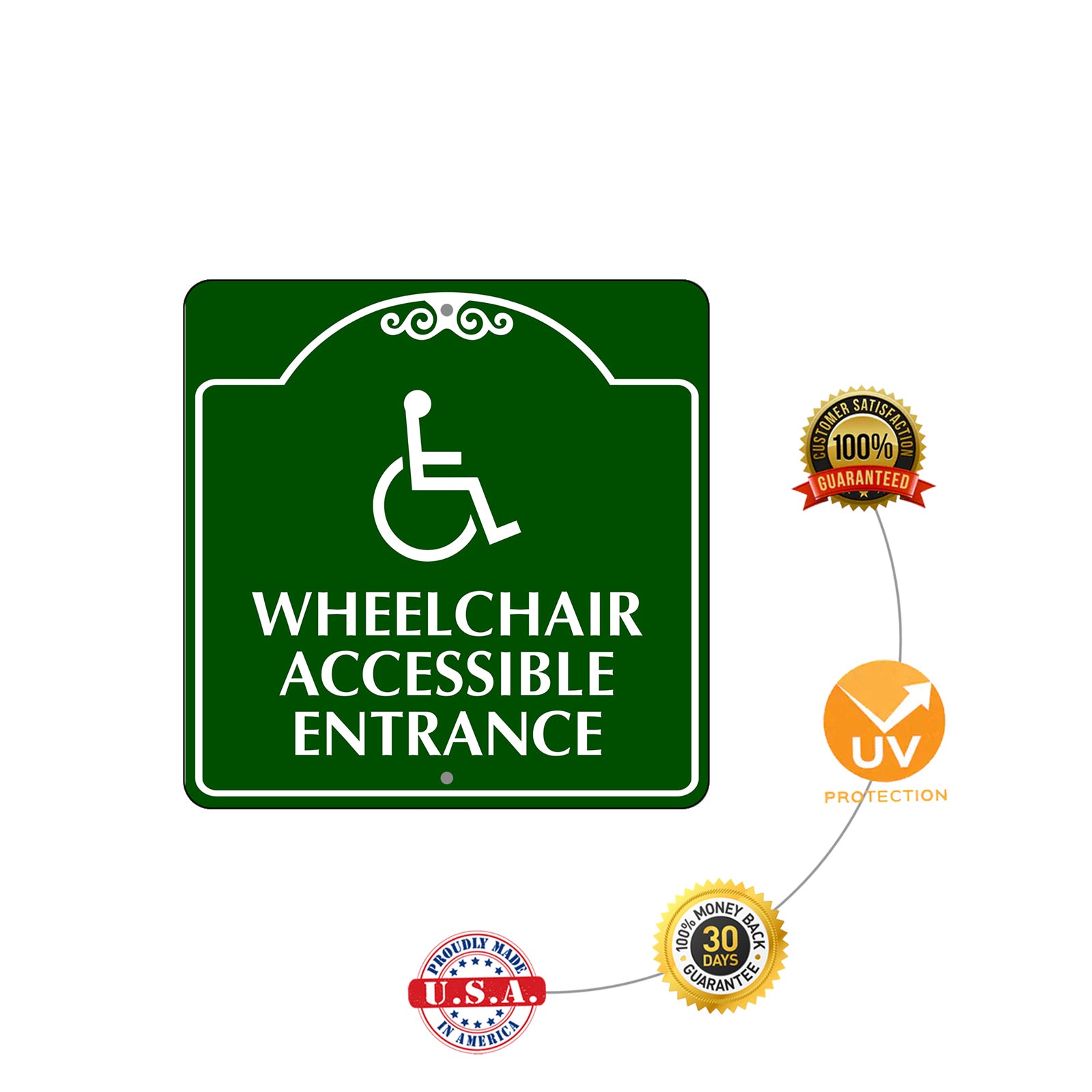 Wheelchair Accessible Entrance Square Metal Aluminum Sign Plate