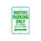 Winston's Name Parking Only All Others Will Be Towed Sign Plate