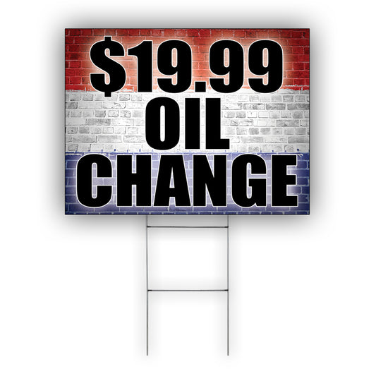 $19.99 oil change coroplast yard signboard