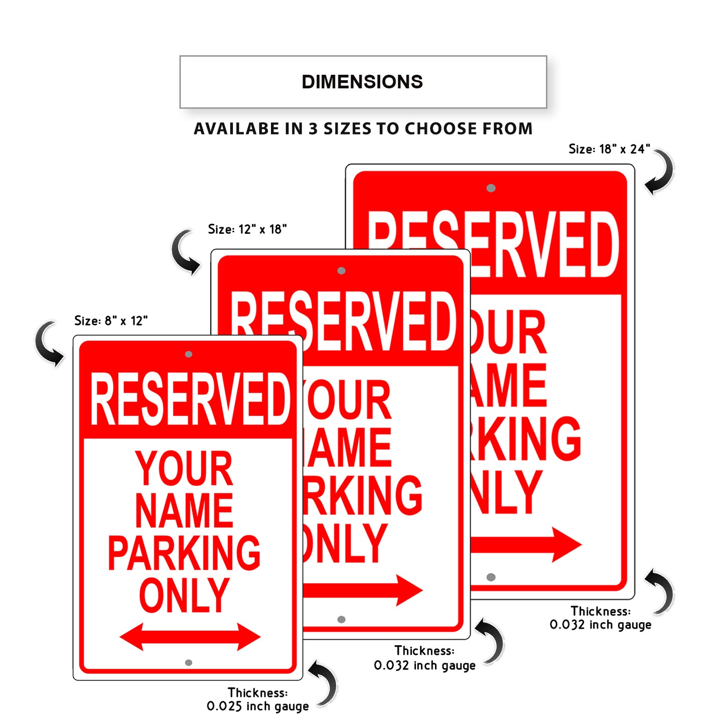Reserved Your Name Parking Only Sign