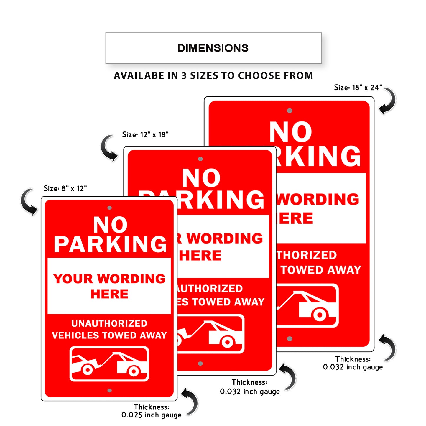 No Parking With Your Wordings Sign