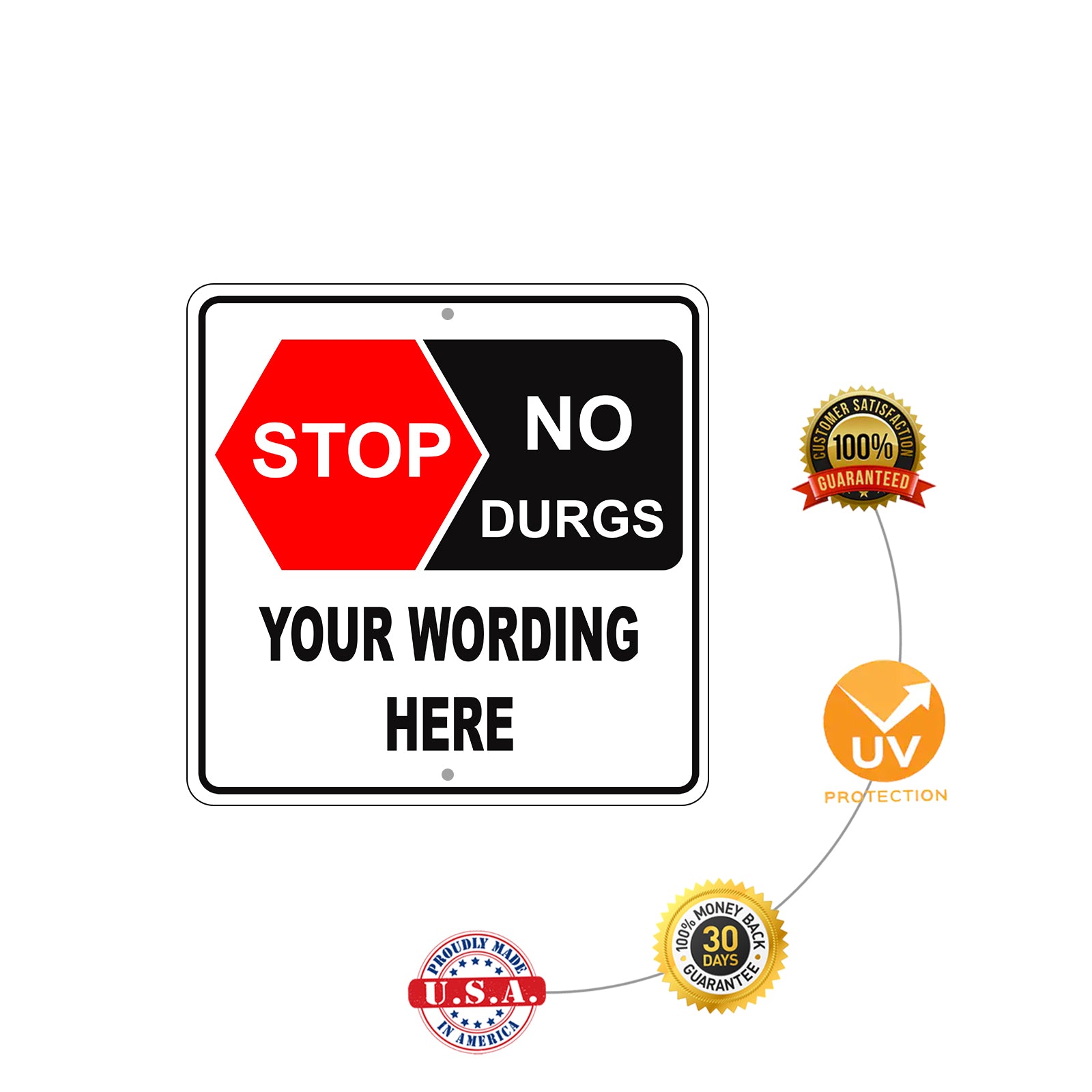 Stop No Drugs Your Wording Here Sign