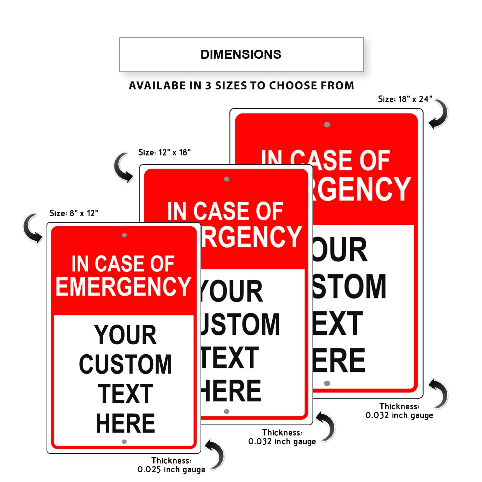In Case Of Emergency Your Custom Text Here Sign