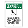 Be Careful Create Your Own Clean Up Spills Sign