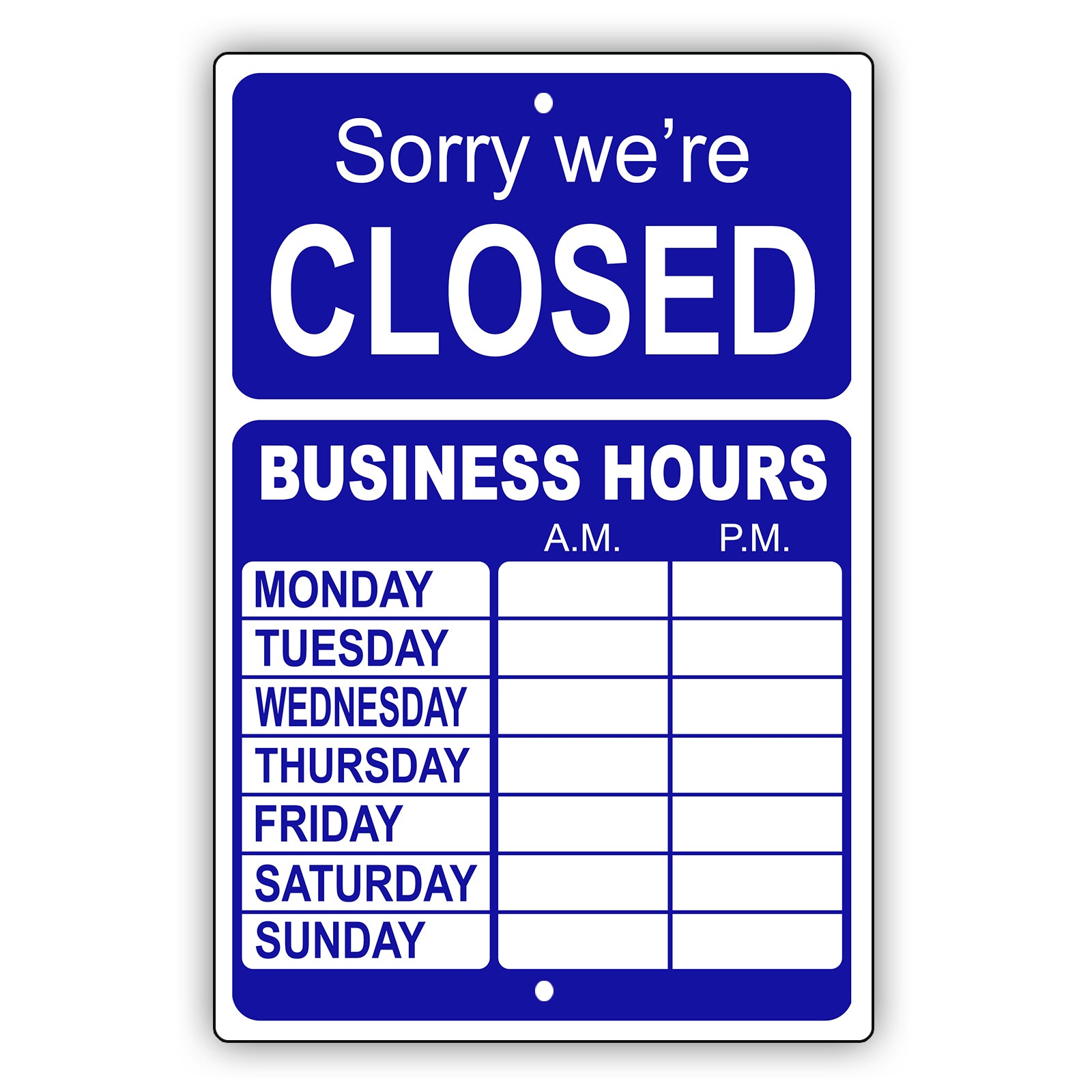 Sorry We're Closed Sign
