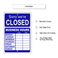 Sorry We're Closed Sign