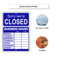 Sorry We're Closed Sign