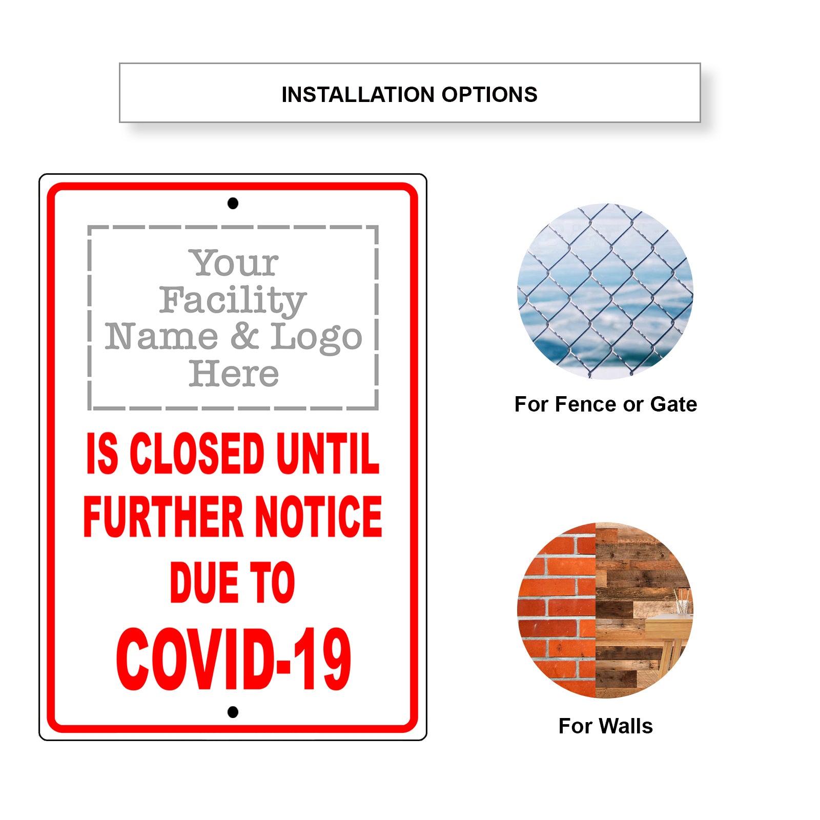 Your Facility Name & Logo Here Sign