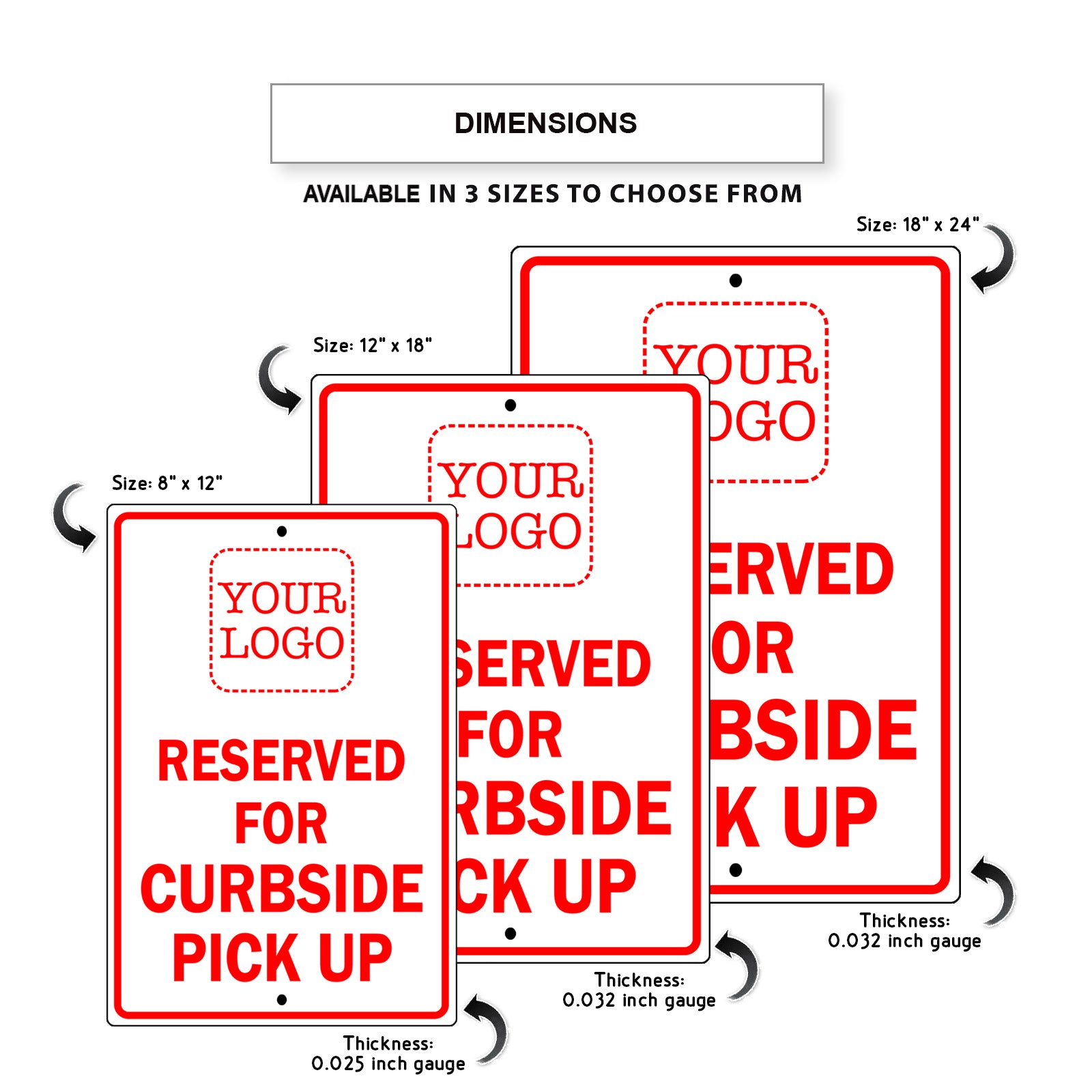 Reserved For Curbside Pick Up Sign
