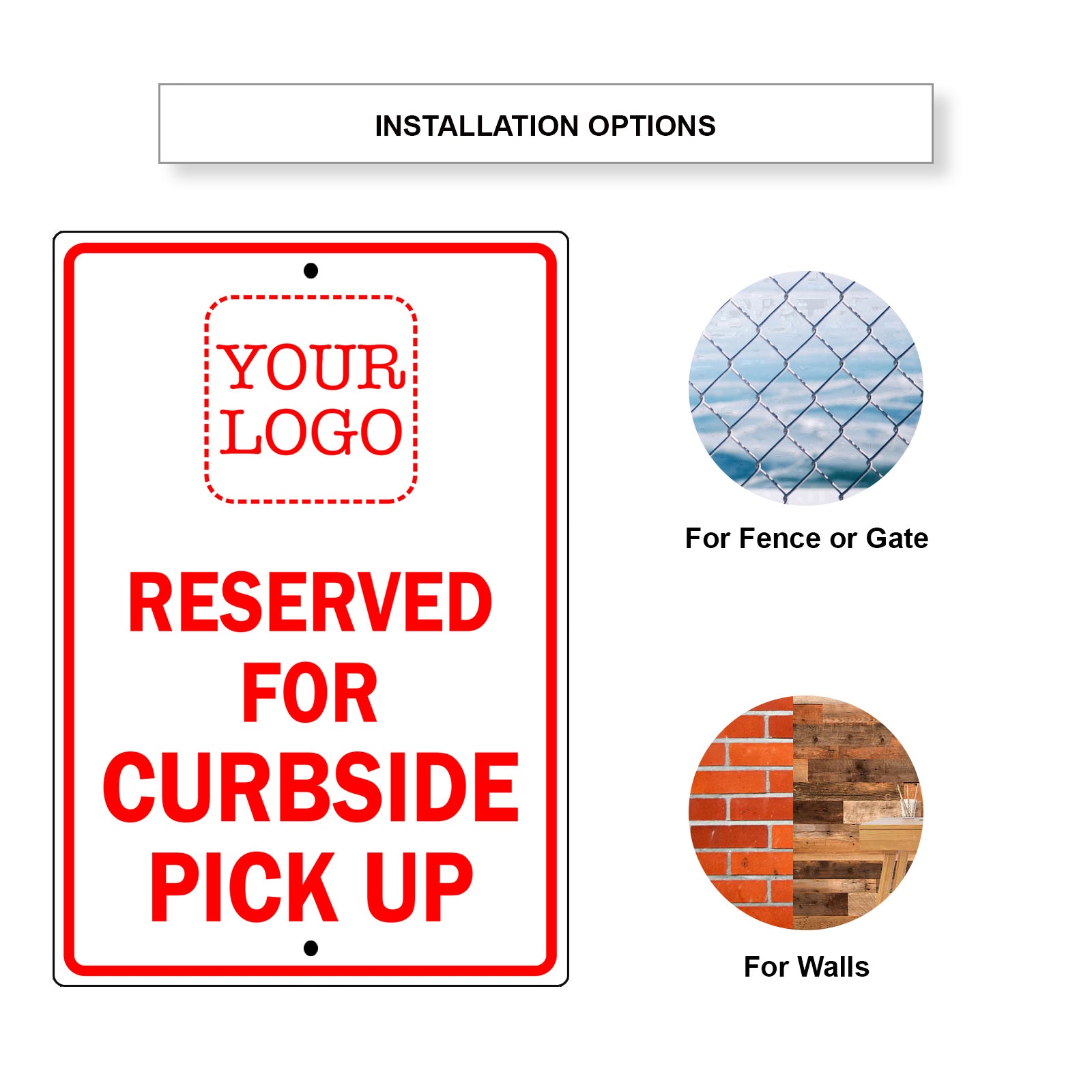 Reserved For Curbside Pick Up Sign