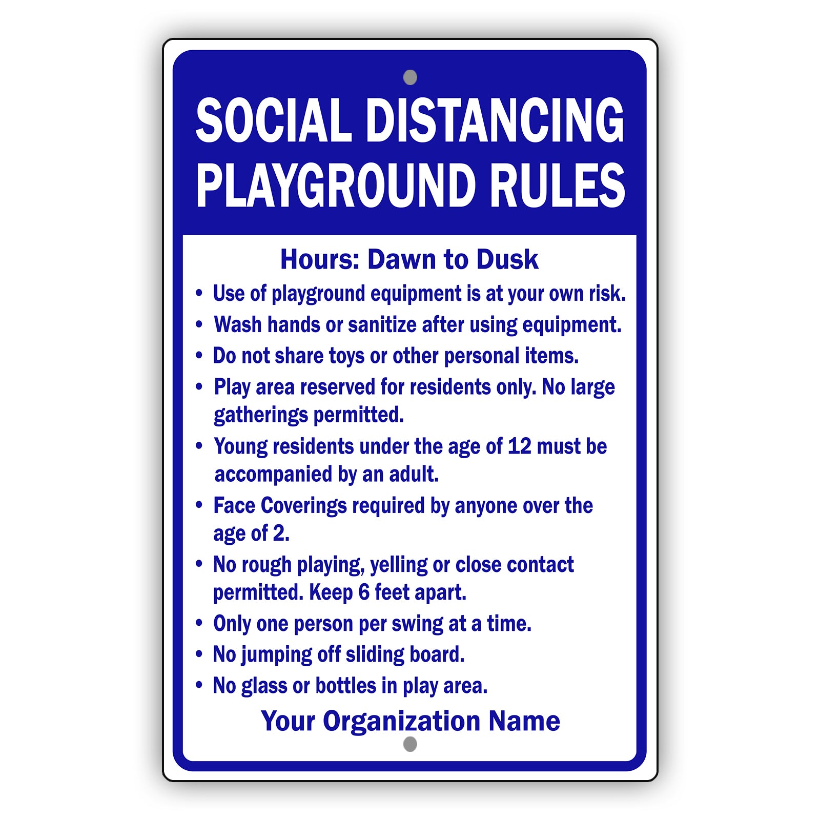 Social Distance PlayGround Rules Sign