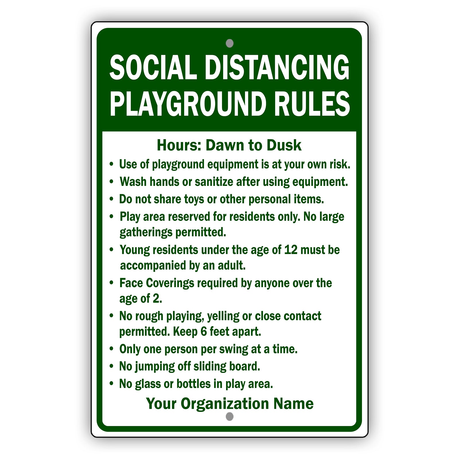 Social Distance PlayGround Rules Sign