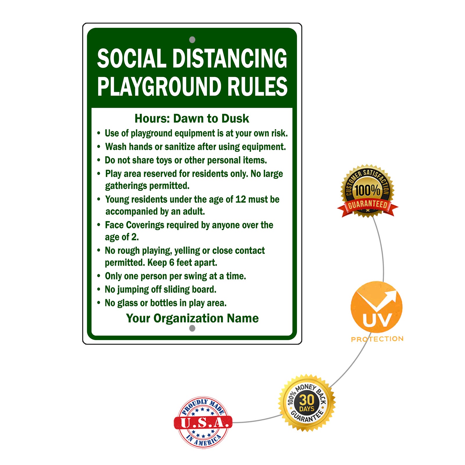 Social Distance PlayGround Rules Sign