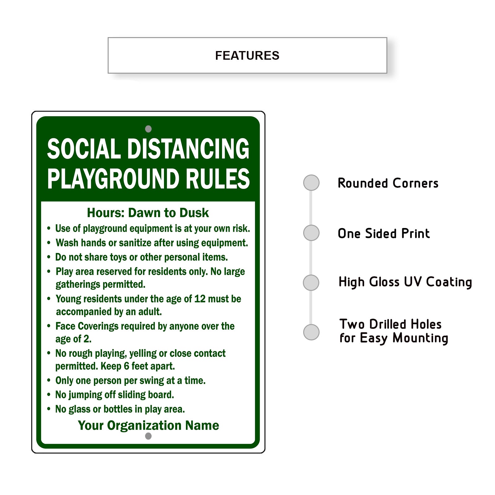 Social Distance PlayGround Rules Sign