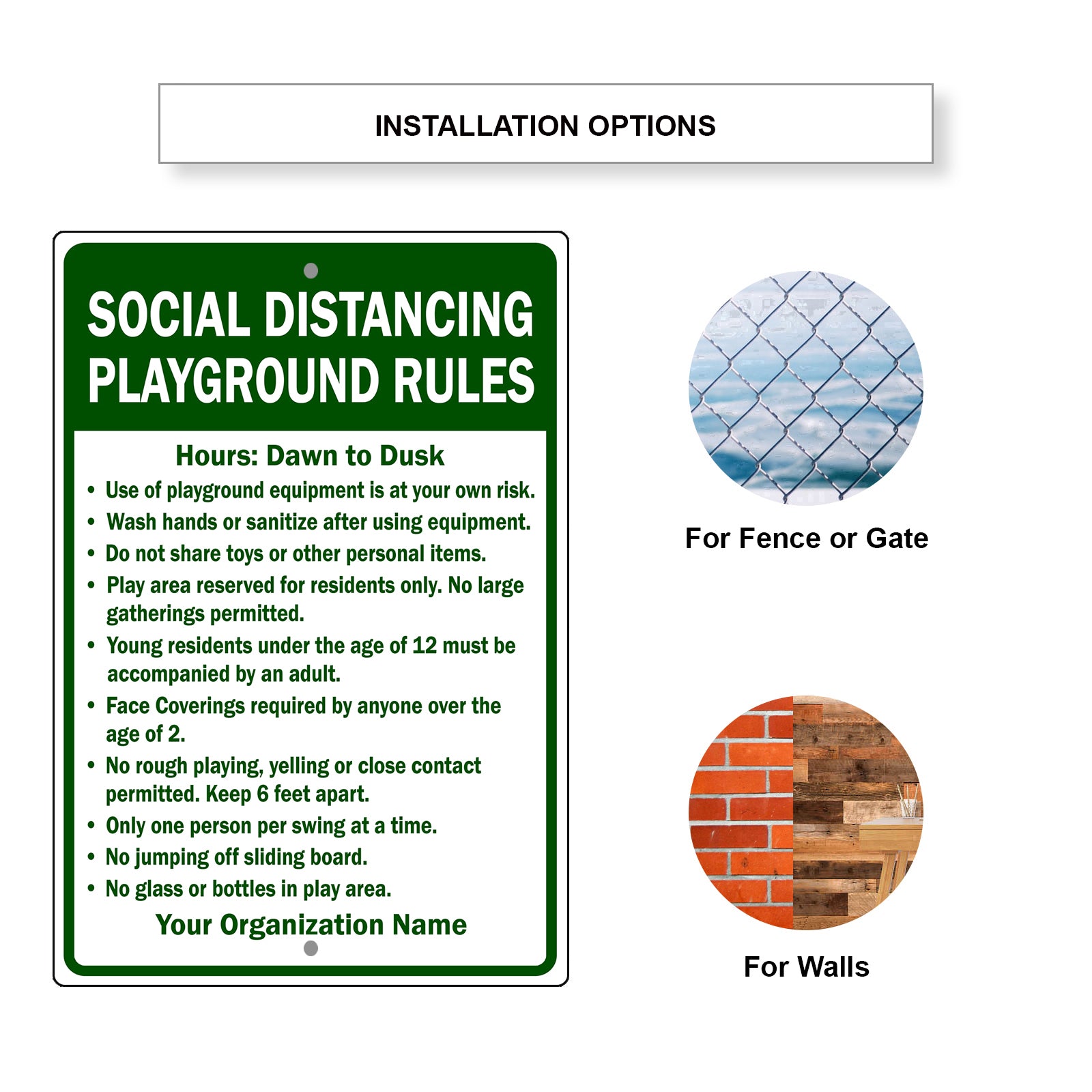 Social Distance PlayGround Rules Sign