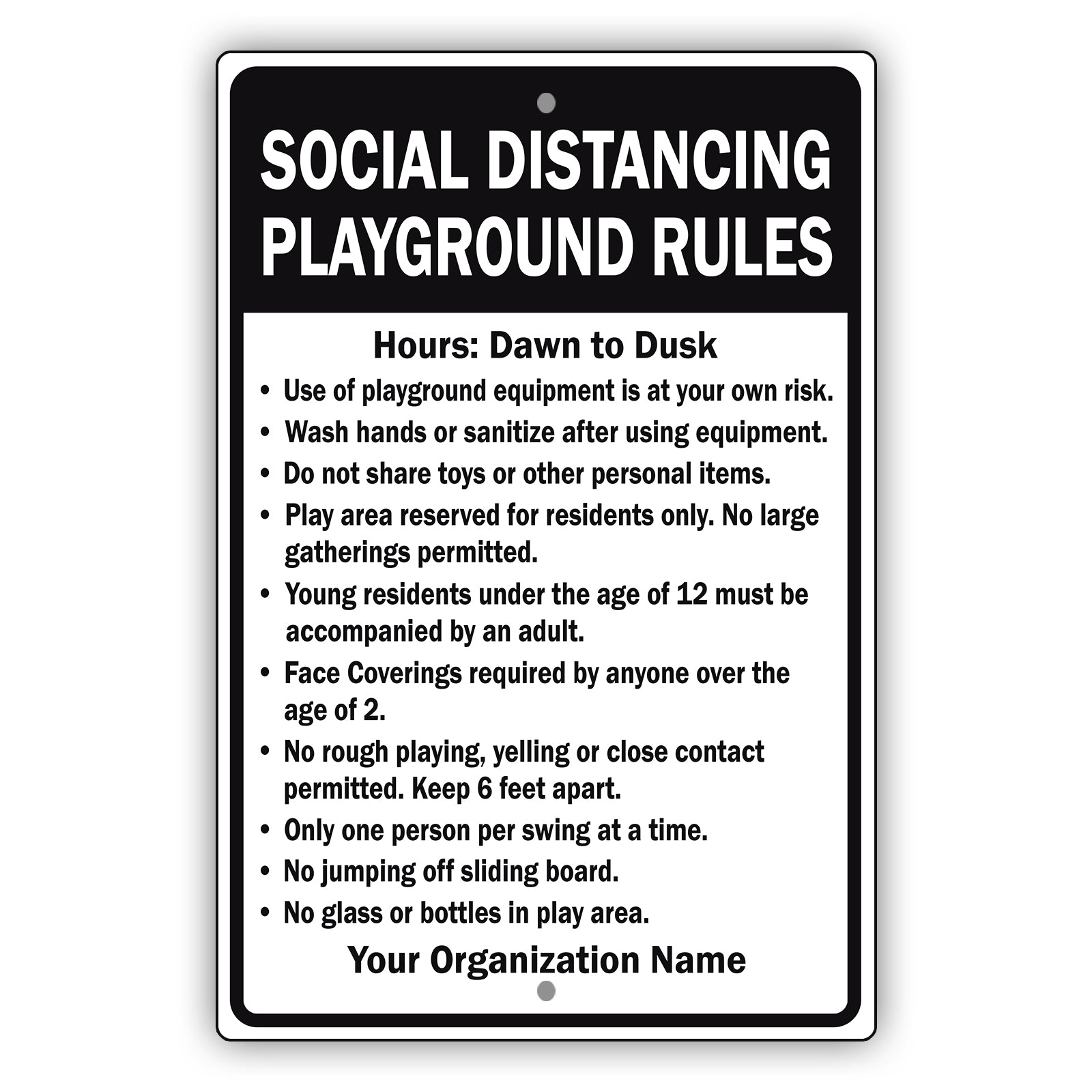 Social Distance PlayGround Rules Sign