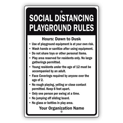 Social Distance PlayGround Rules Sign
