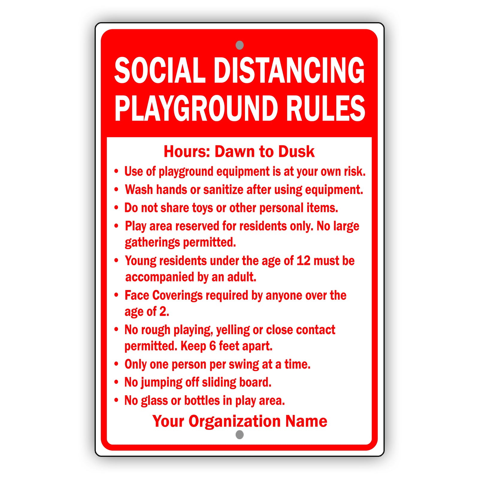 Social Distance PlayGround Rules Sign