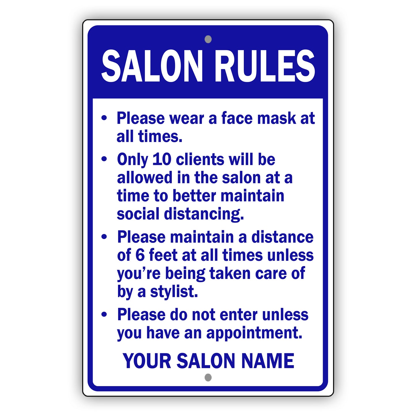 Salon Rules Sign
