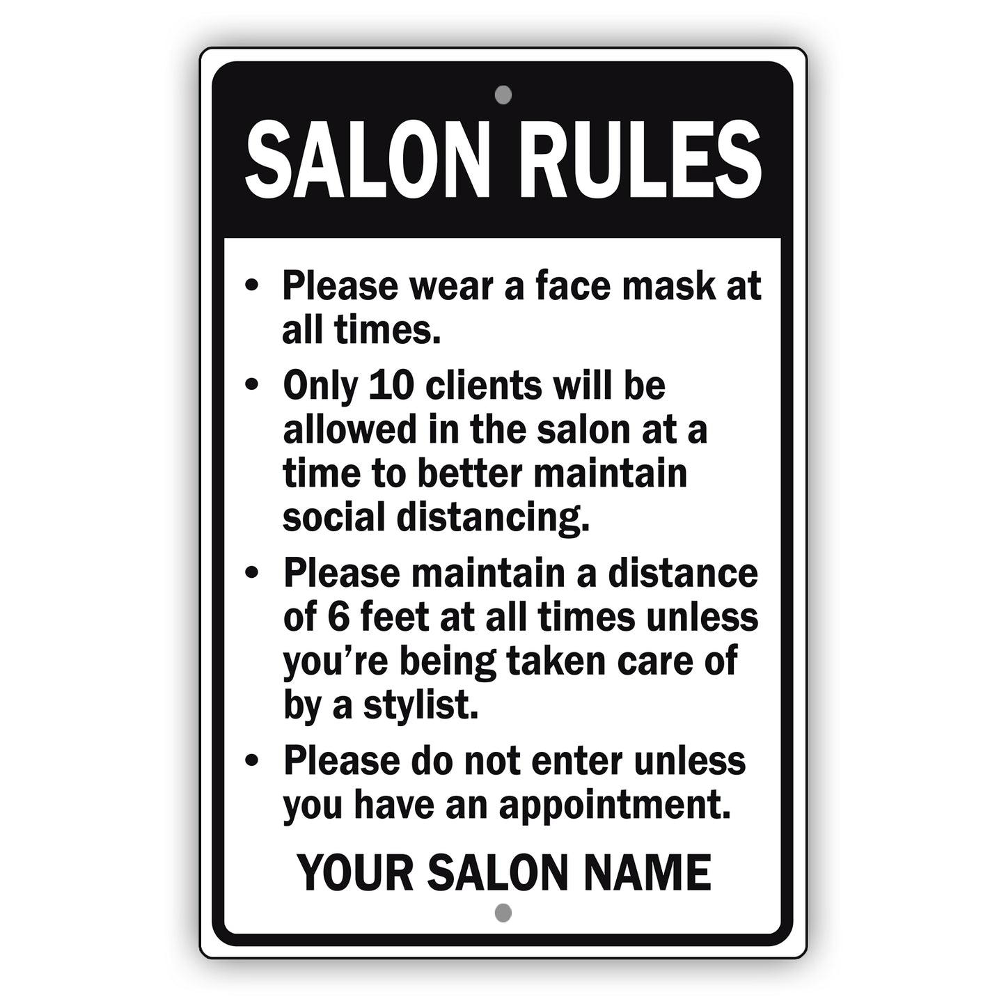 Salon Rules Sign
