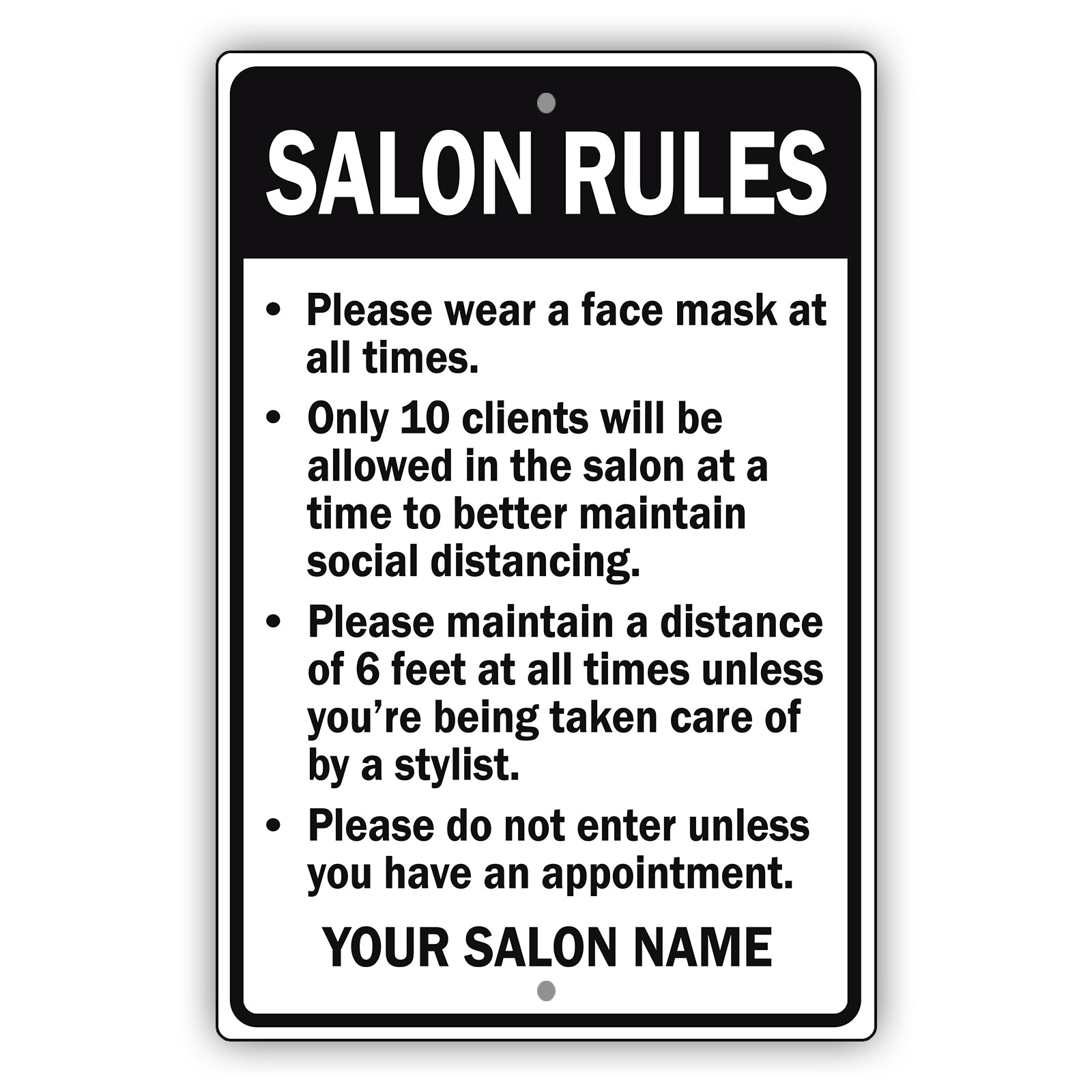 Salon Rules Sign