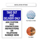 Take Out And Delivery Only Sign
