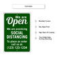 We Are Open Social Distancing Sign