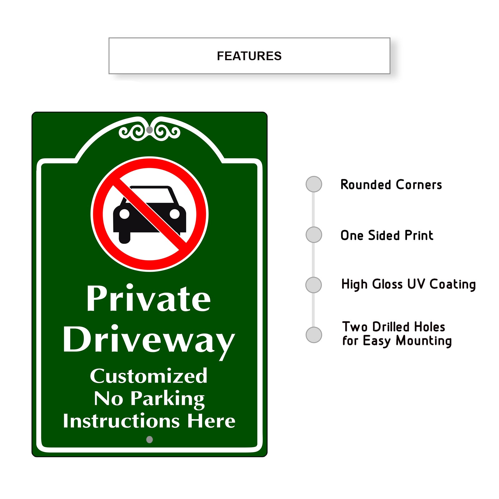 Private Driveway Customized No Parking Instructions Here Sign
