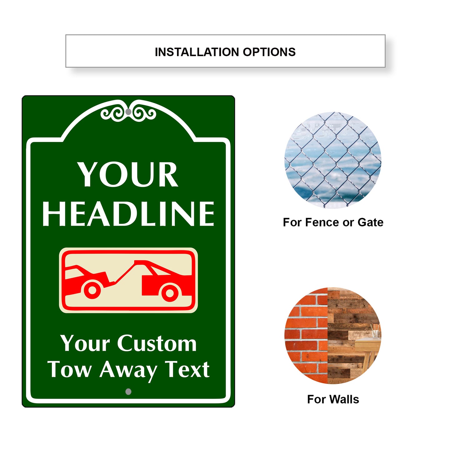 Your Headline Your Custom Tow Away Text Sign