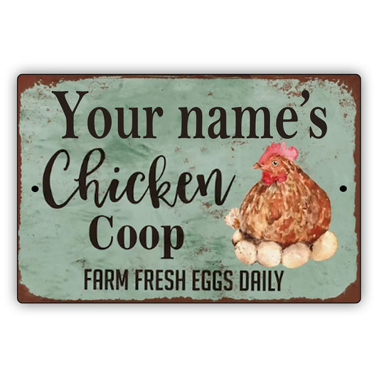 Your Name's Chicken Coop Farm Fresh Eggs Daily Vintage Décor Sign