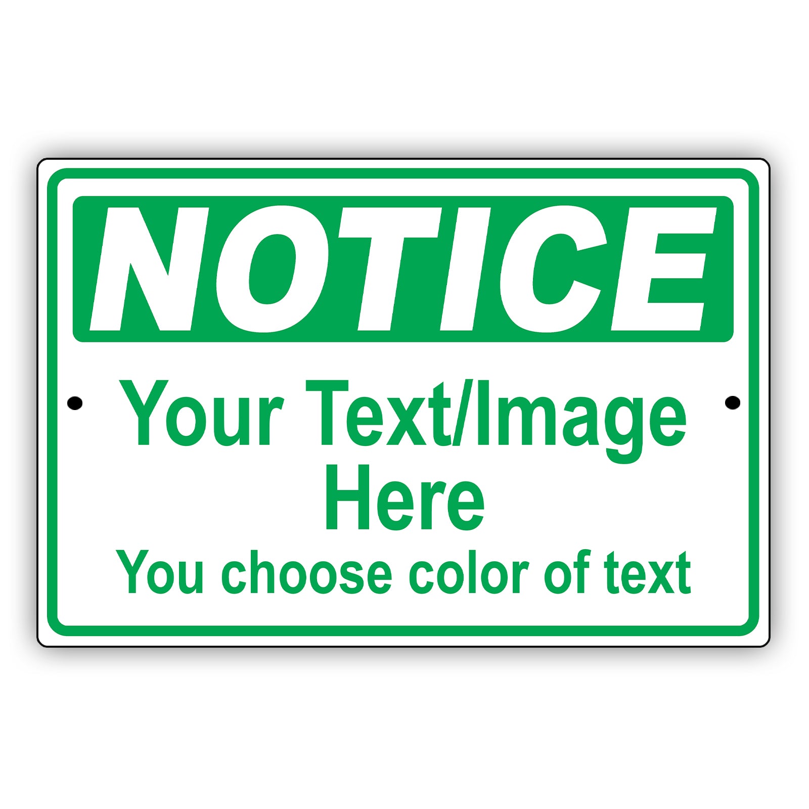 Notice Your Text/Image Here You Choose Color Of Text Aluminum Metal Display Sign Plate