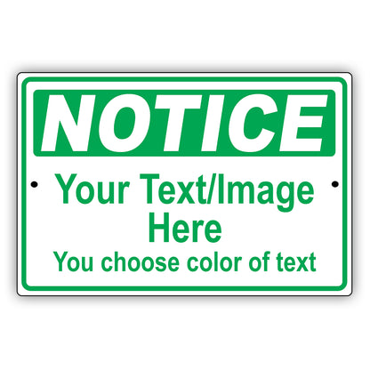 Notice Your Text/Image Here You Choose Color Of Text Aluminum Metal Display Sign Plate
