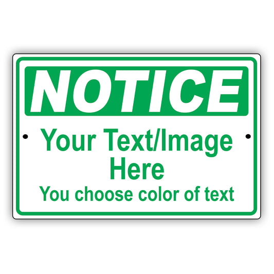 Notice Your Text/Image Here You Choose Color Of Text Aluminum Metal Display Sign Plate