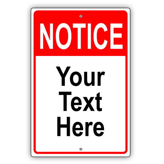 Notice Your Text Here Aluminum Metal Display Sign Plate