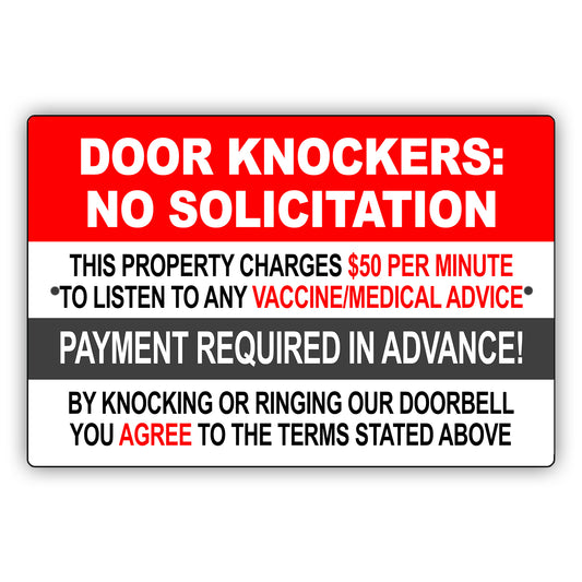 Door Knockers No Solicitation Sign