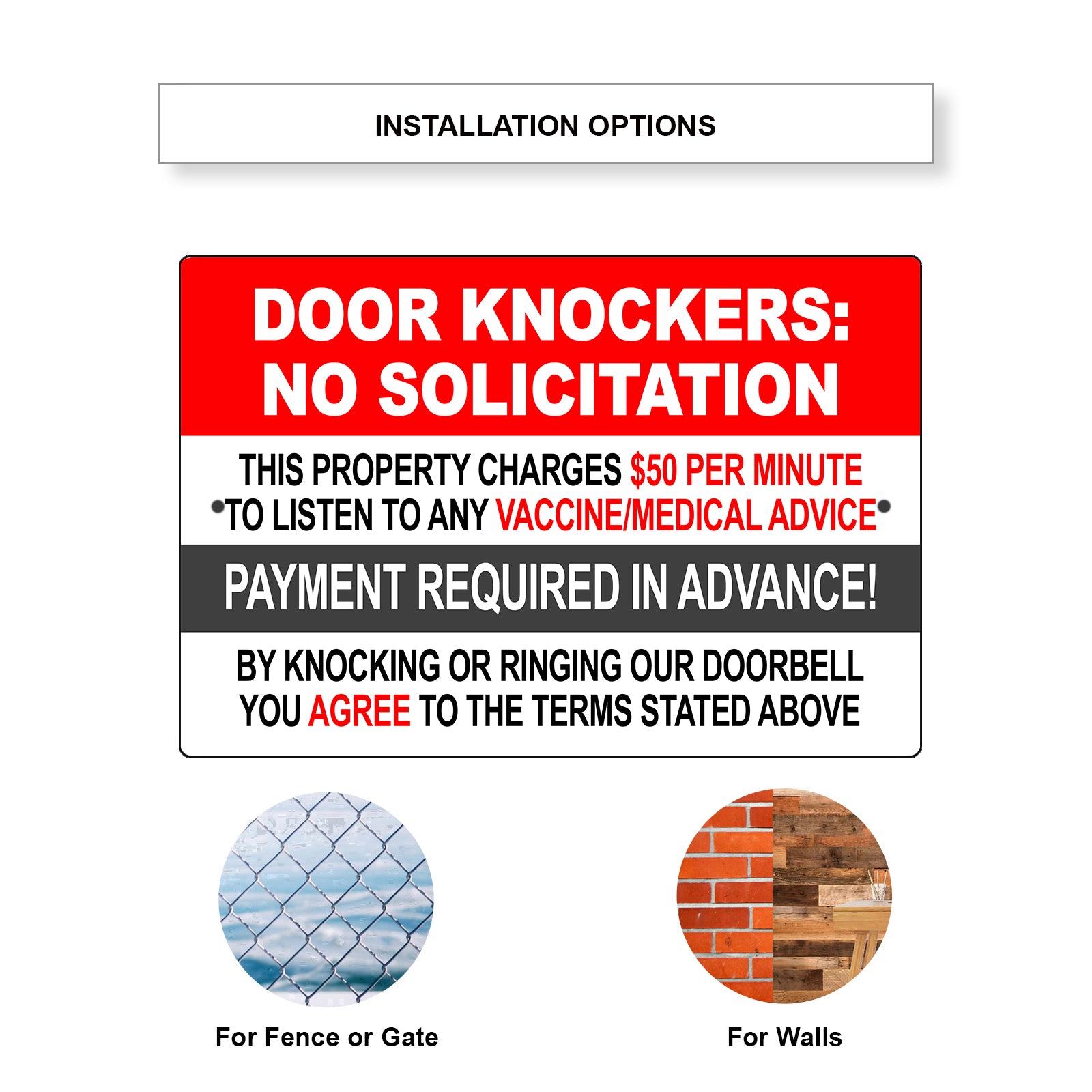 Door Knockers No Solicitation Sign