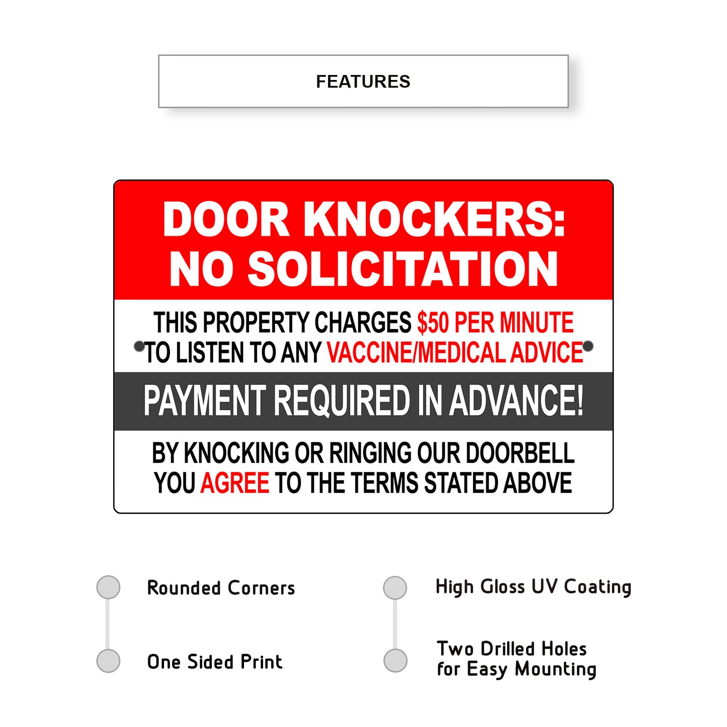 Door Knockers No Solicitation Sign