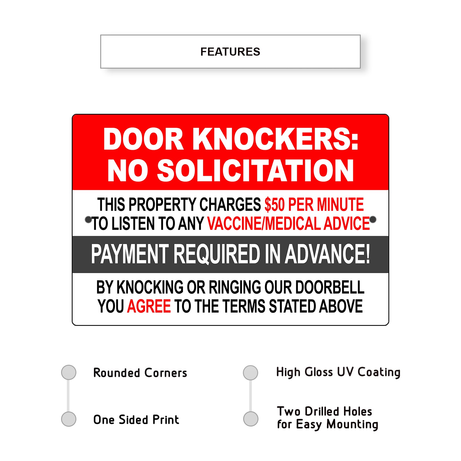 Door Knockers No Solicitation Sign