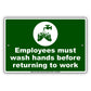 Employees Must Wash Hands Before Returning To Work Aluminum Metal Display Sign Plate
