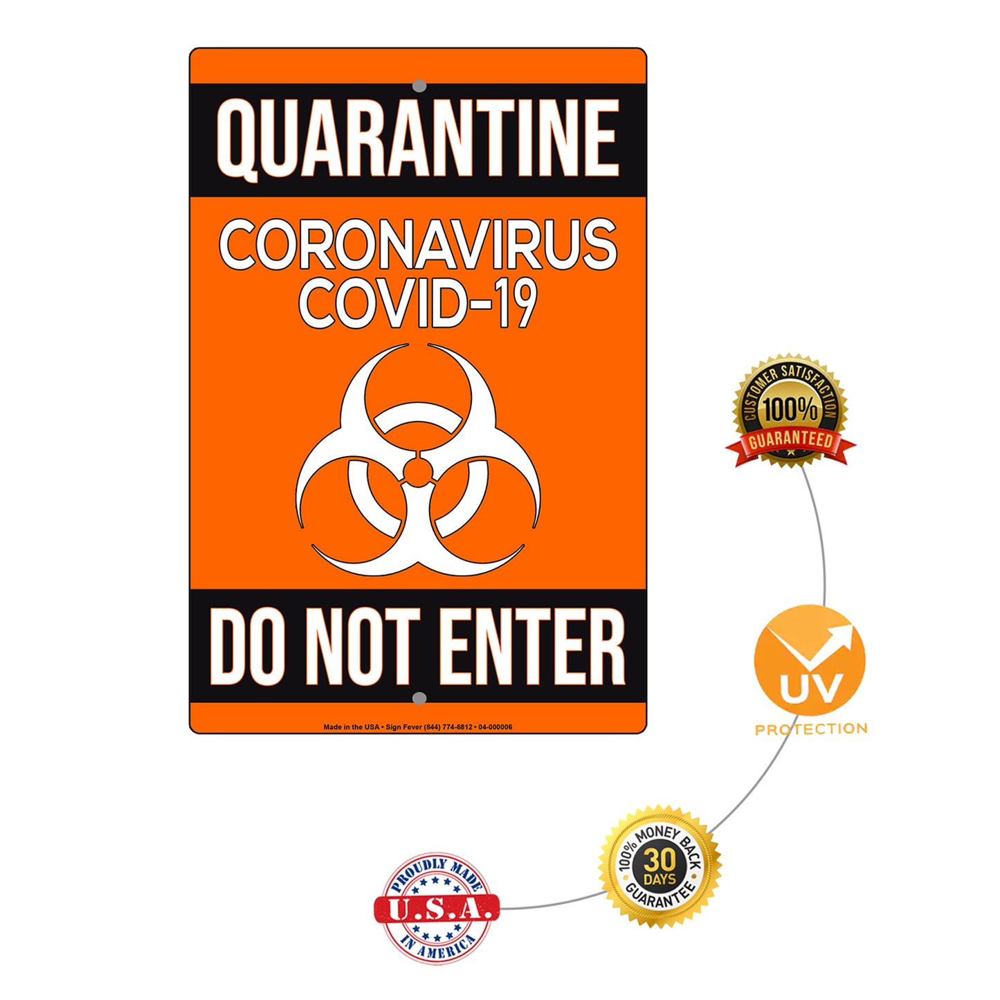 Do Not Enter! Quarantine Coronavirus Covid-19 Aluminum Metal Display Sign Plate