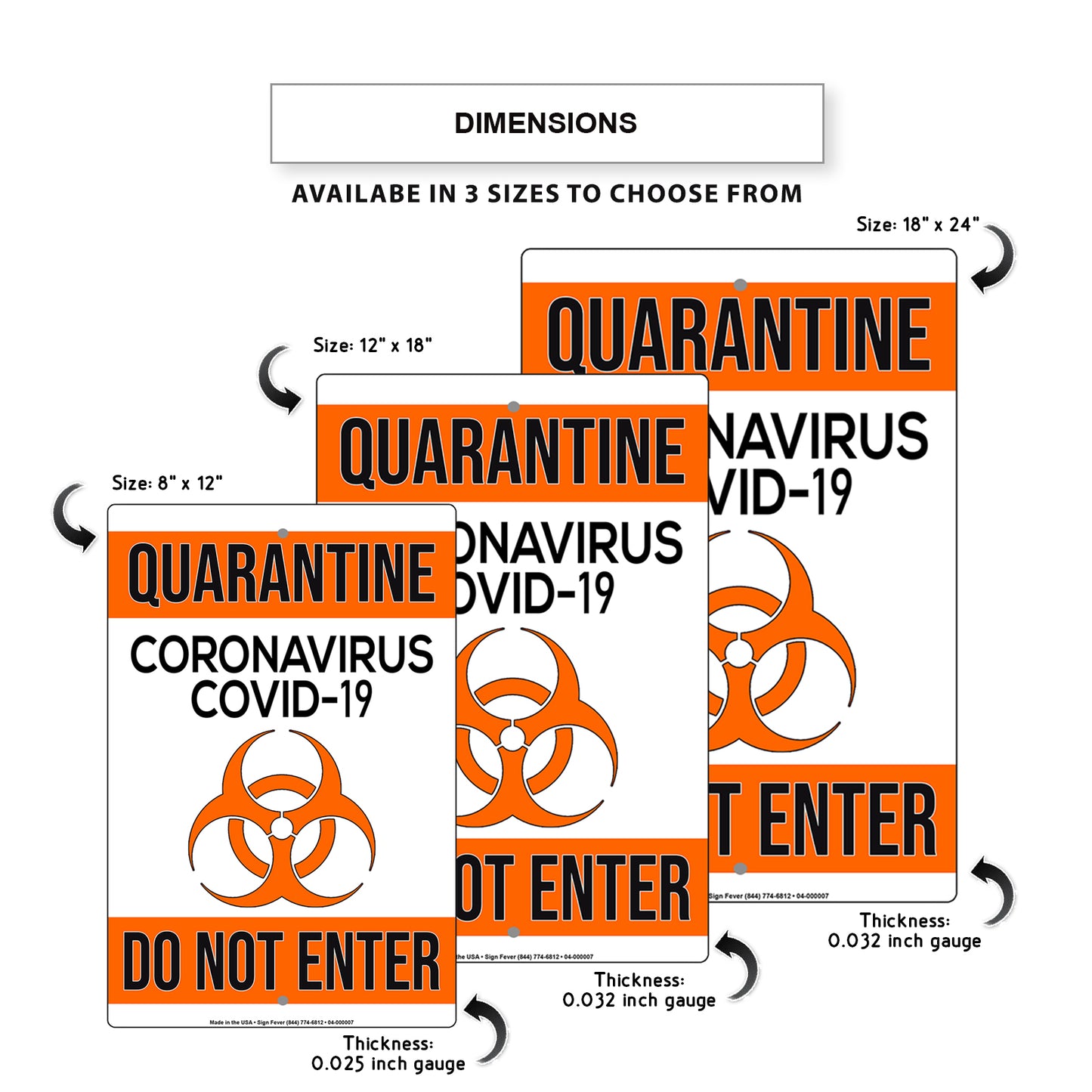 Do Not Enter! Quarantine Coronavirus Covid-19 Aluminum Metal Display Sign Plate