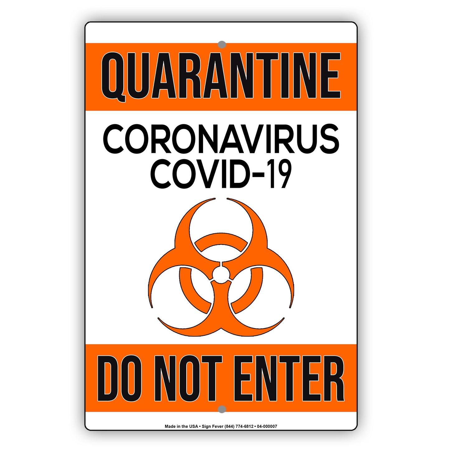 Do Not Enter! Quarantine Coronavirus Covid-19 Aluminum Metal Display Sign Plate