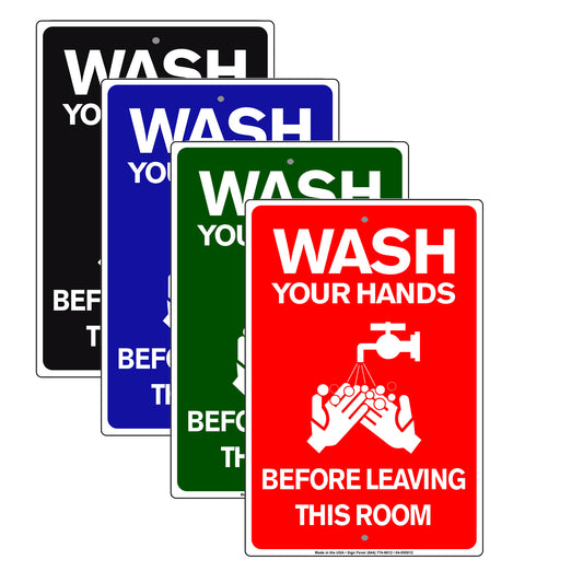 Wash Your Hands Before Leaving This Room Aluminum Metal Display Sign Plate