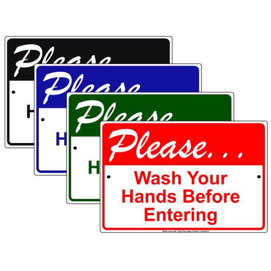 Please Wash Your Hands Before Entering Aluminum Metal Display Sign Plate