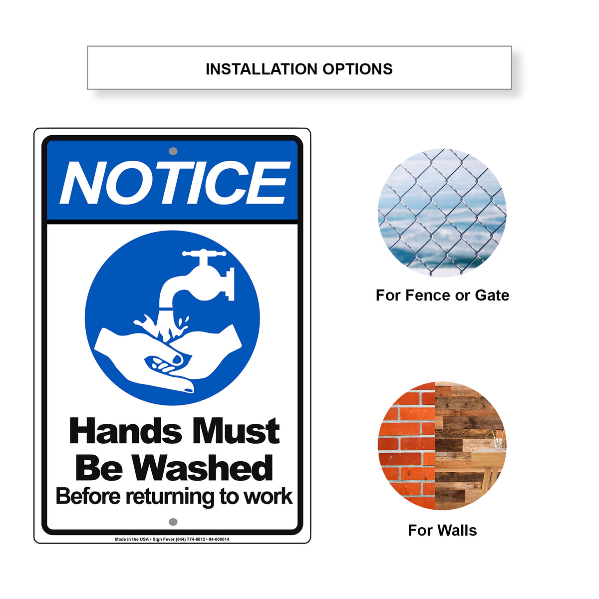 Notice Hands Must Be Washed Before Returning To Work | Aluminum Sign ...