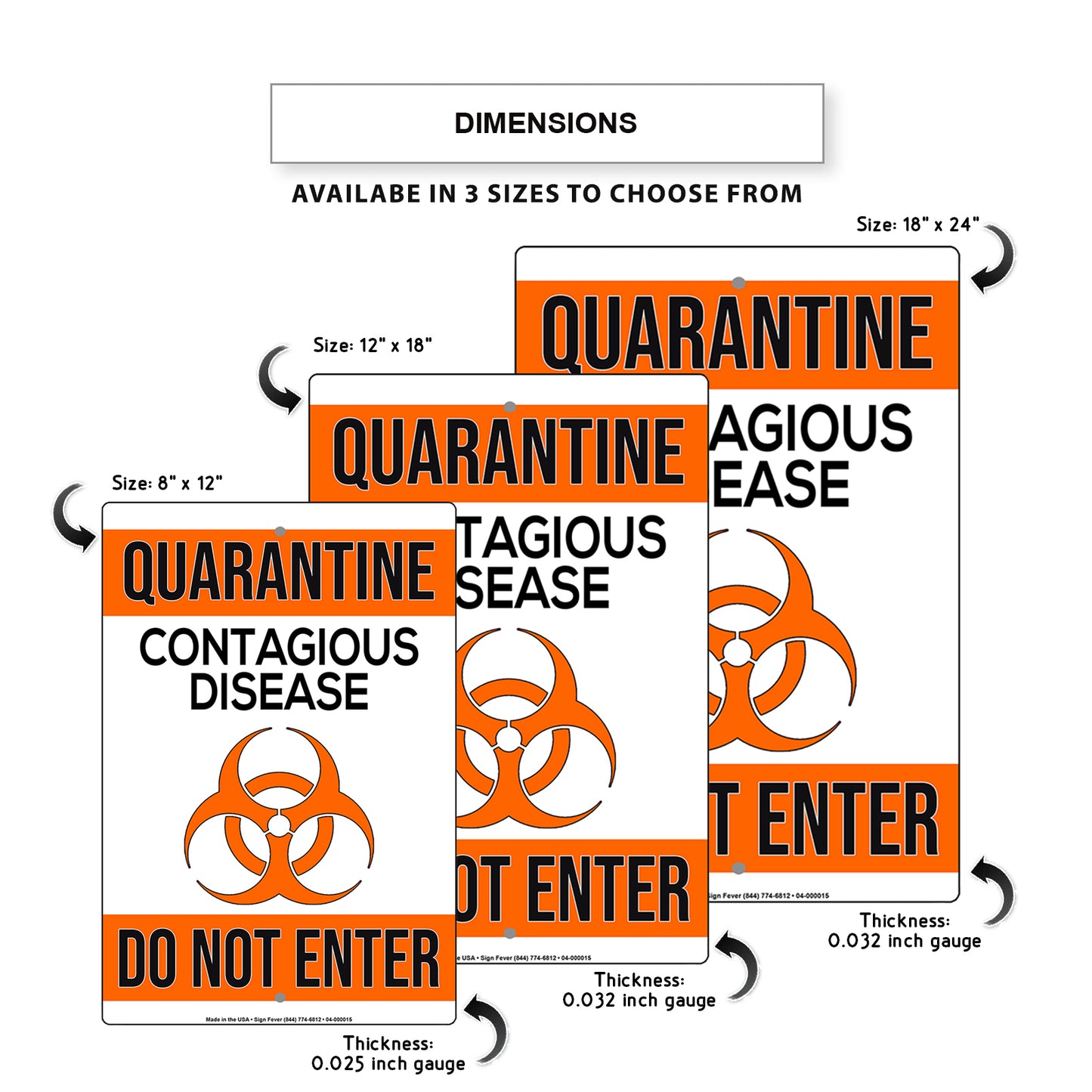 Do Not Enter Quarantine Contagious Disease Coronavirus Covid-19 Aluminum Metal Display Sign Plate