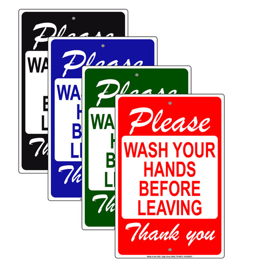 Please Wash Your Hands Before Leaving Thank You Aluminum Metal Display Sign Plate