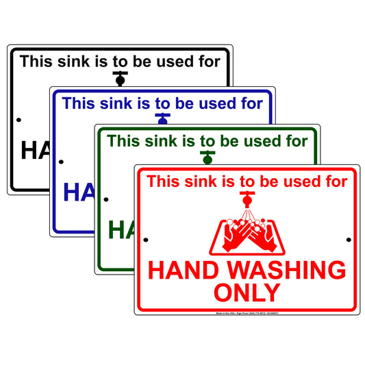 This Sink Is To Be Used For Hand Washing Only Aluminum Metal Display Sign Plate