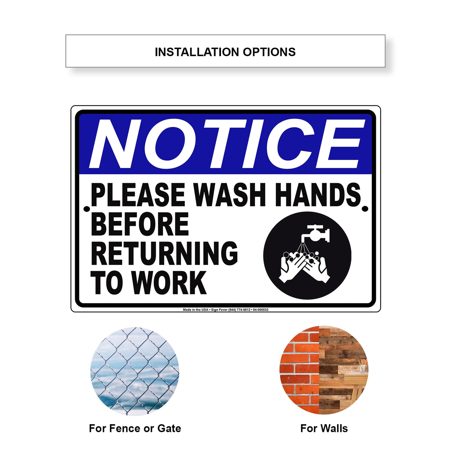 Notice Please Wash Hands Before Returning To Work Aluminum Metal Sign Plate